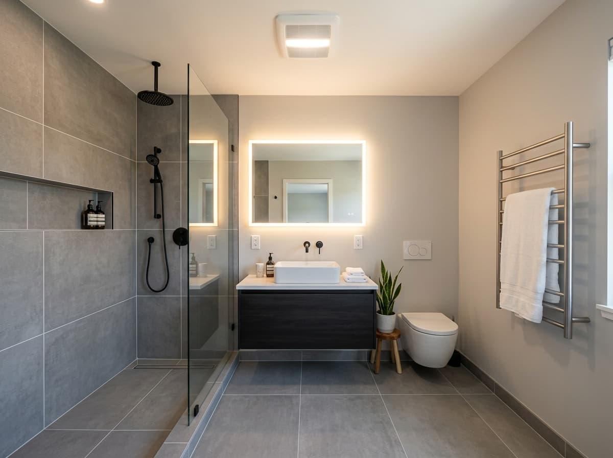 Modern bathroom with rain shower