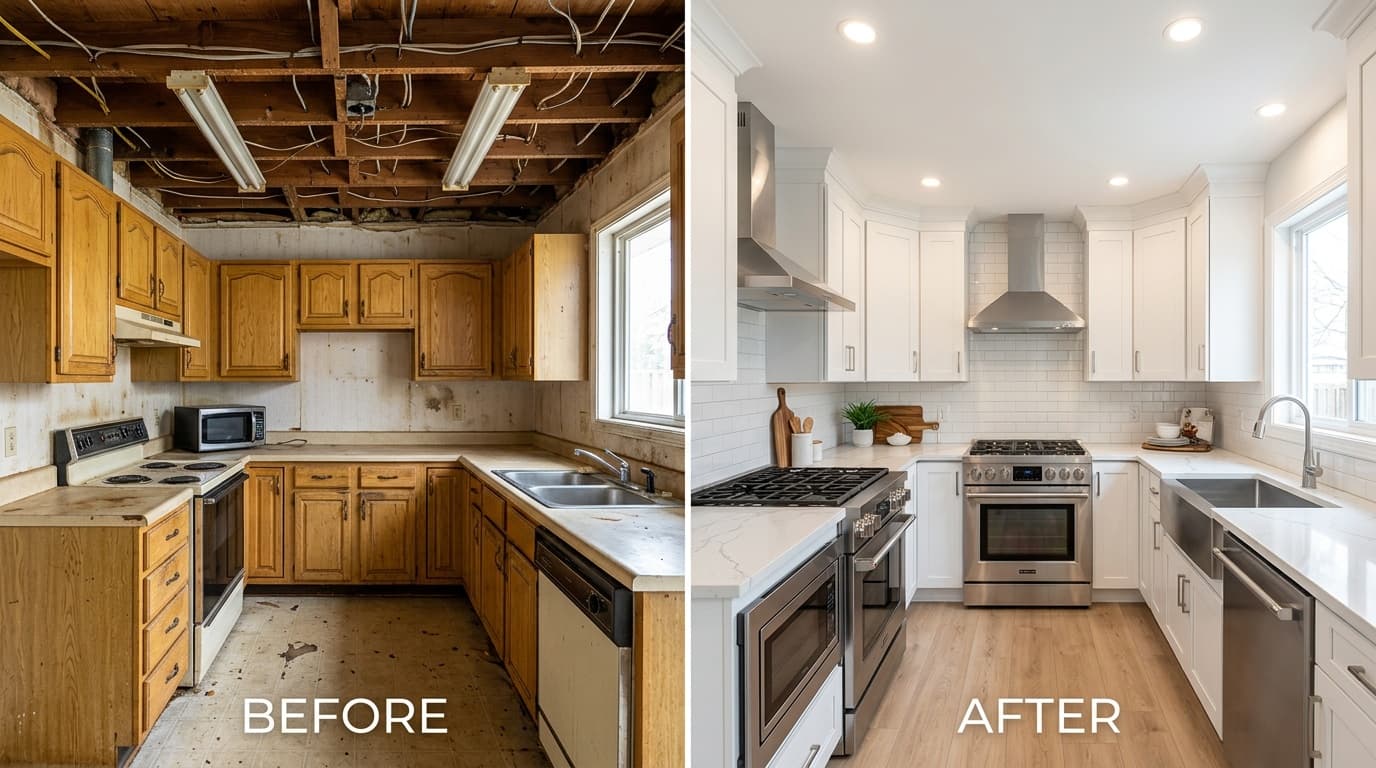 Complete kitchen renovation with custom cabinetry