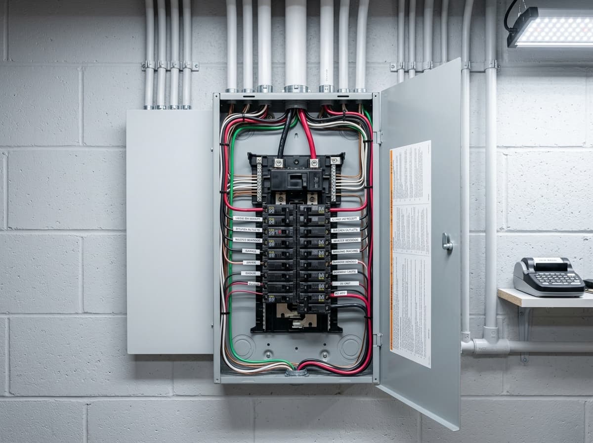 200-amp panel with clean conduit runs